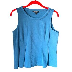 Banana Republic Top Small Teal Blue Jersey Knit Sleeveless Peplum Capsule